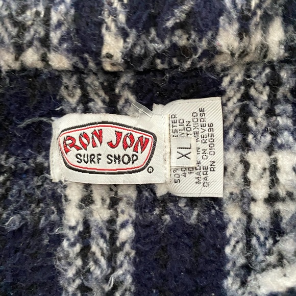 Rare Vintage Ron Jon Surf Shop Heavy Beach 1/4 Sweatshirt Zip Blue White XL - Picture 12 of 12